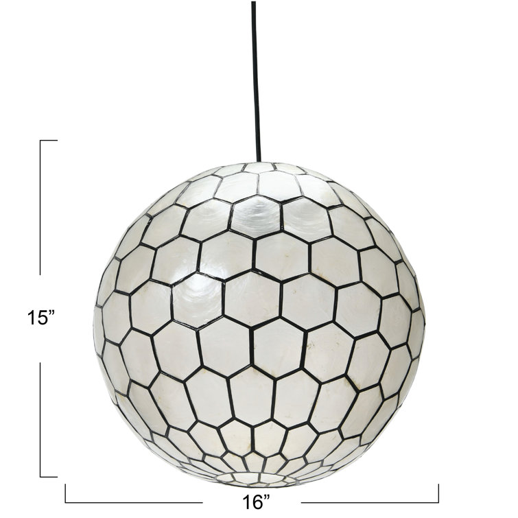 Capiz Honeycomb Globe Pendant Light - Black 16" Contemporary