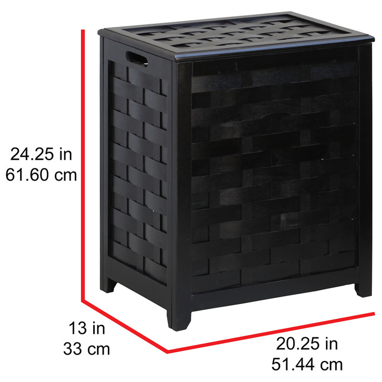 Dark Mahogany Rectangular Wood Laundry Hamper with Lid