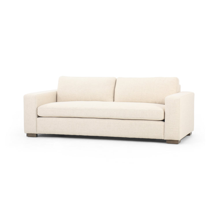 Thames Cream Performance Fabric Sofa with Washed Espresso Accents