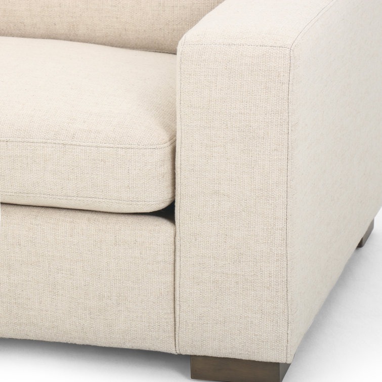 Thames Cream Performance Fabric Sofa with Washed Espresso Accents