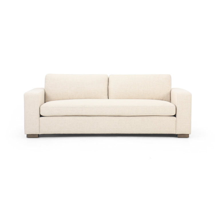 Thames Cream Performance Fabric Sofa with Washed Espresso Accents