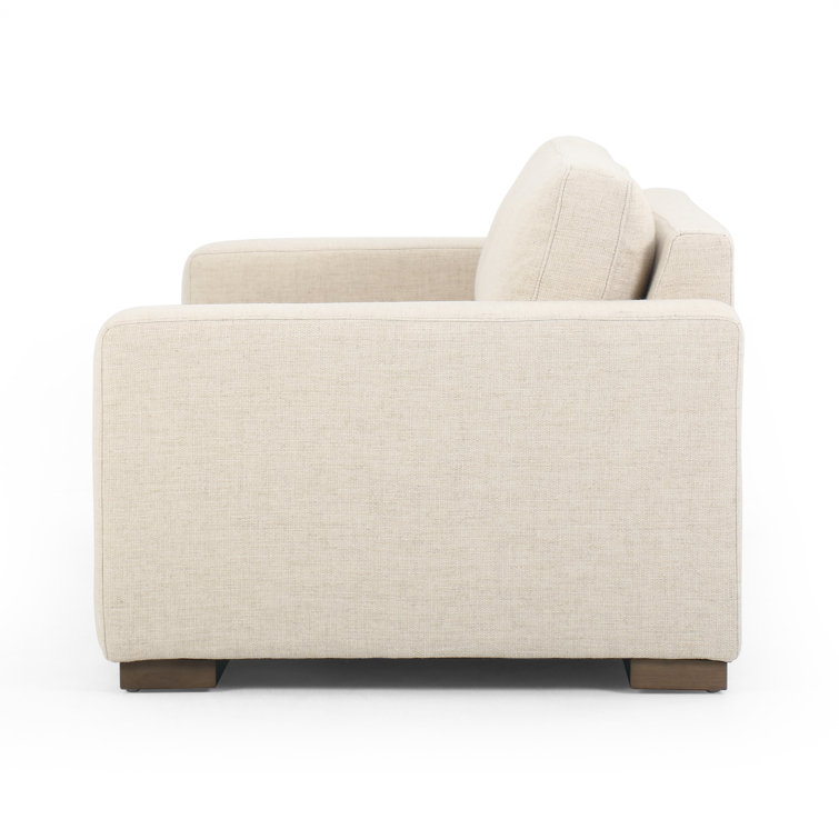 Thames Cream Performance Fabric Sofa with Washed Espresso Accents