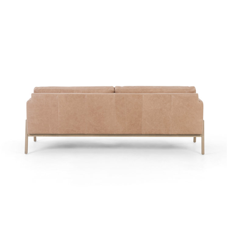 Viviana Ashwood Beige Top Grain Leather 84'' Sofa