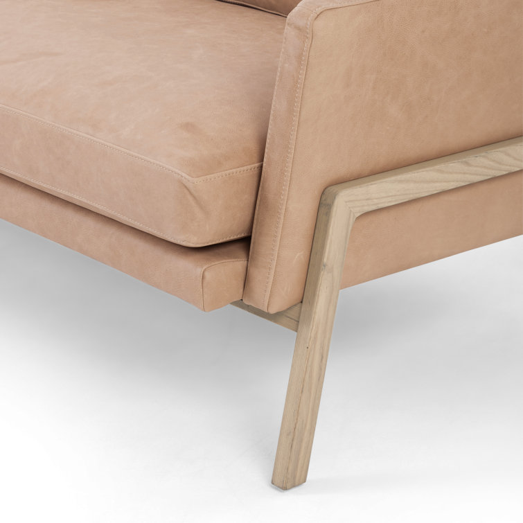 Viviana Ashwood Beige Top Grain Leather 84'' Sofa