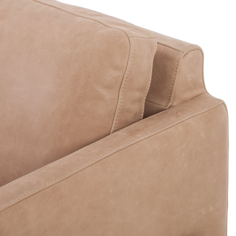 Viviana Ashwood Beige Top Grain Leather 84'' Sofa