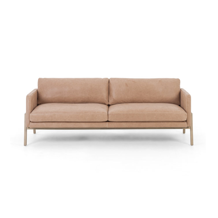Viviana Ashwood Beige Top Grain Leather 84'' Sofa