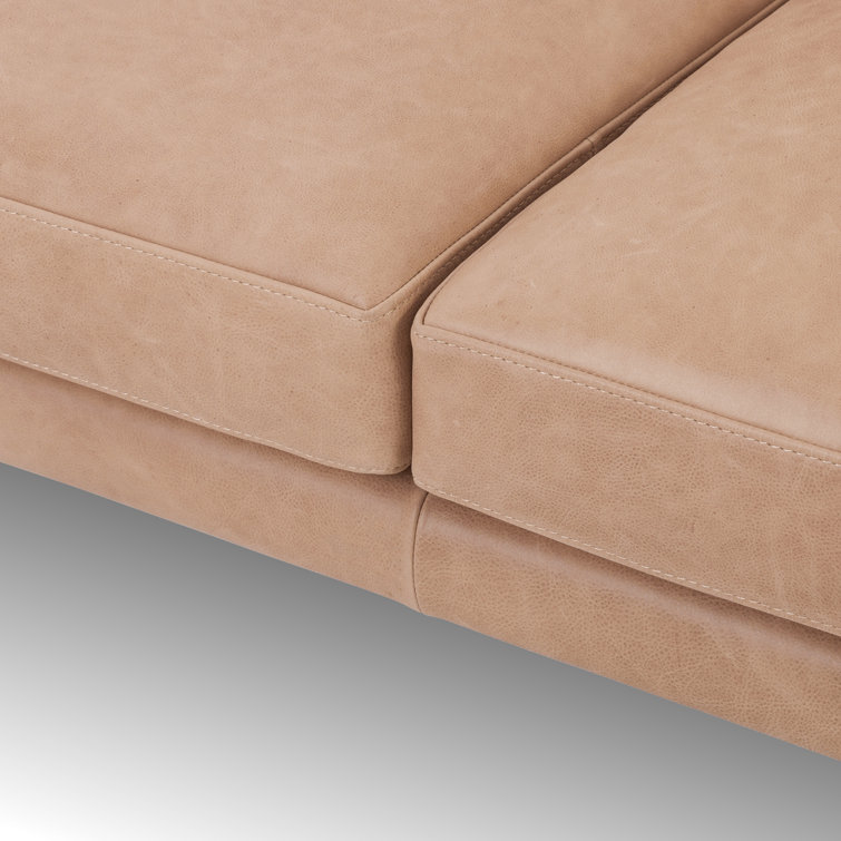 Viviana Ashwood Beige Top Grain Leather 84'' Sofa