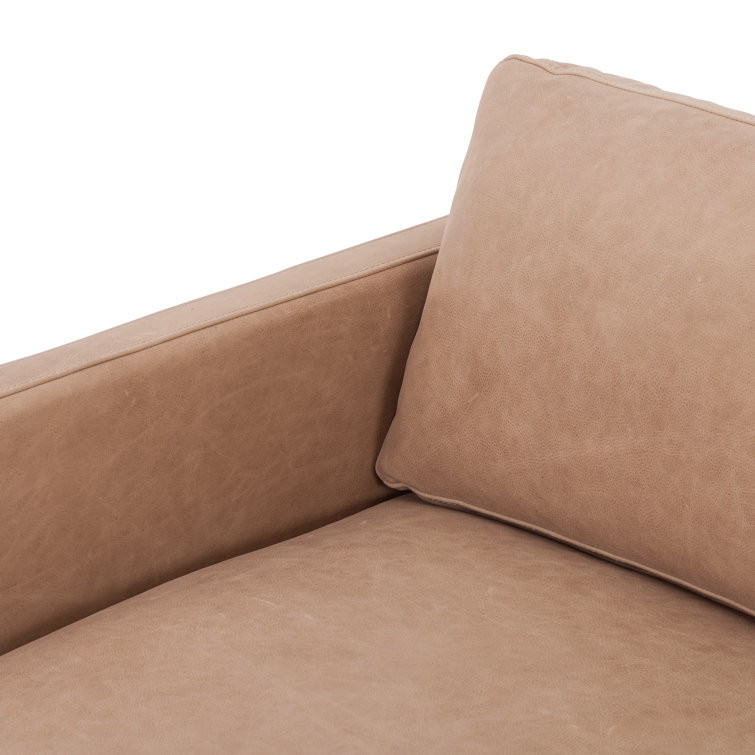 Viviana Ashwood Beige Top Grain Leather 84'' Sofa
