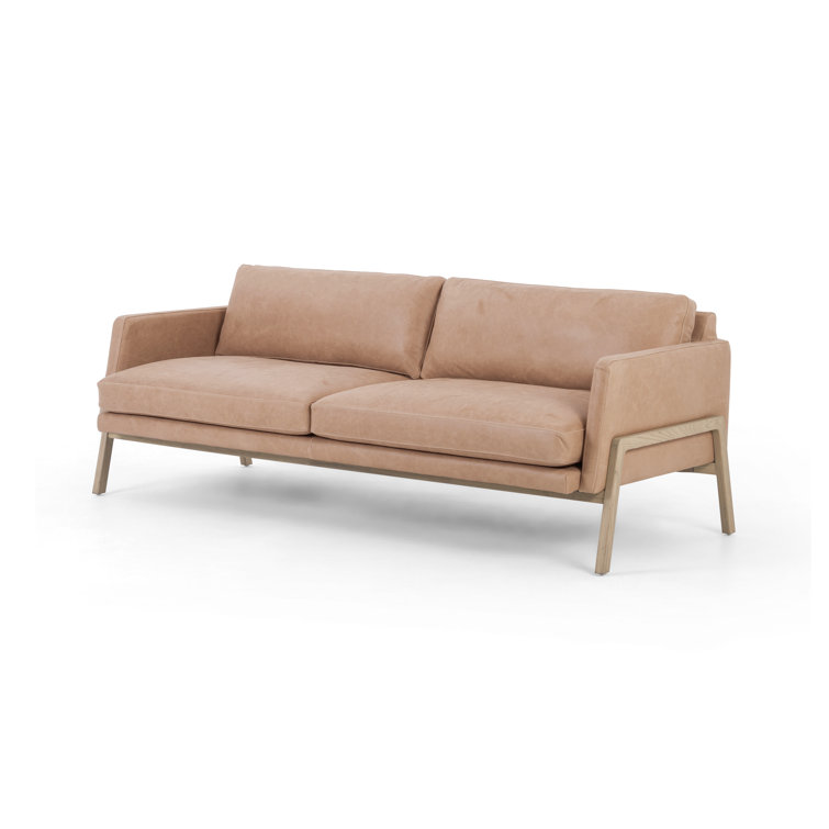 Viviana Ashwood Beige Top Grain Leather 84'' Sofa