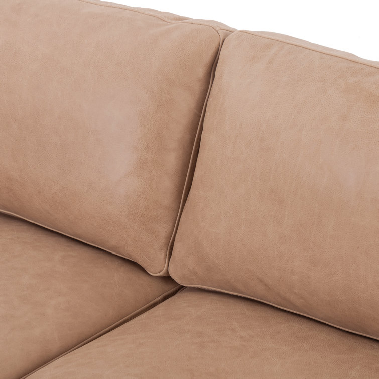 Viviana Ashwood Beige Top Grain Leather 84'' Sofa