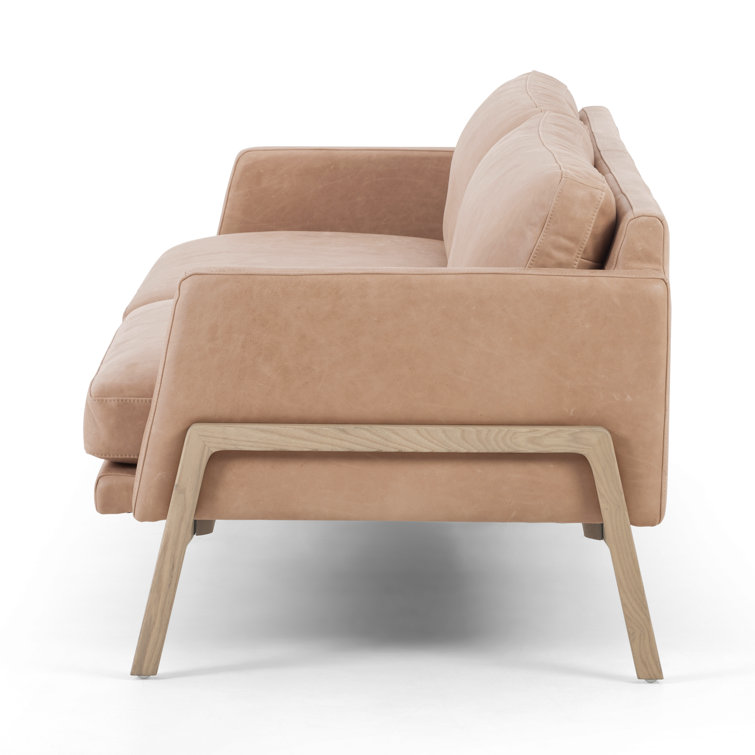 Viviana Ashwood Beige Top Grain Leather 84'' Sofa