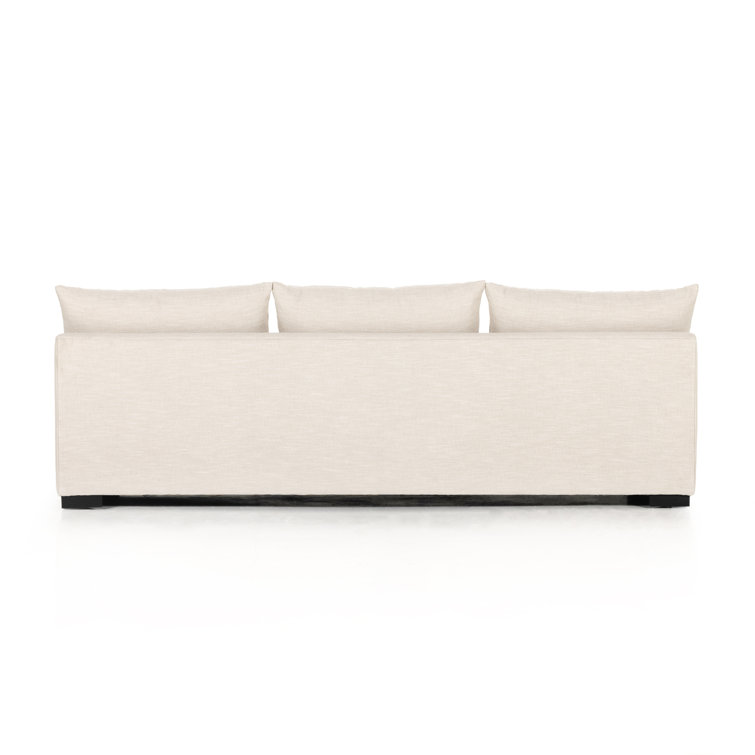 Ashby Oatmeal Armless Sofa with Espresso Wood Base