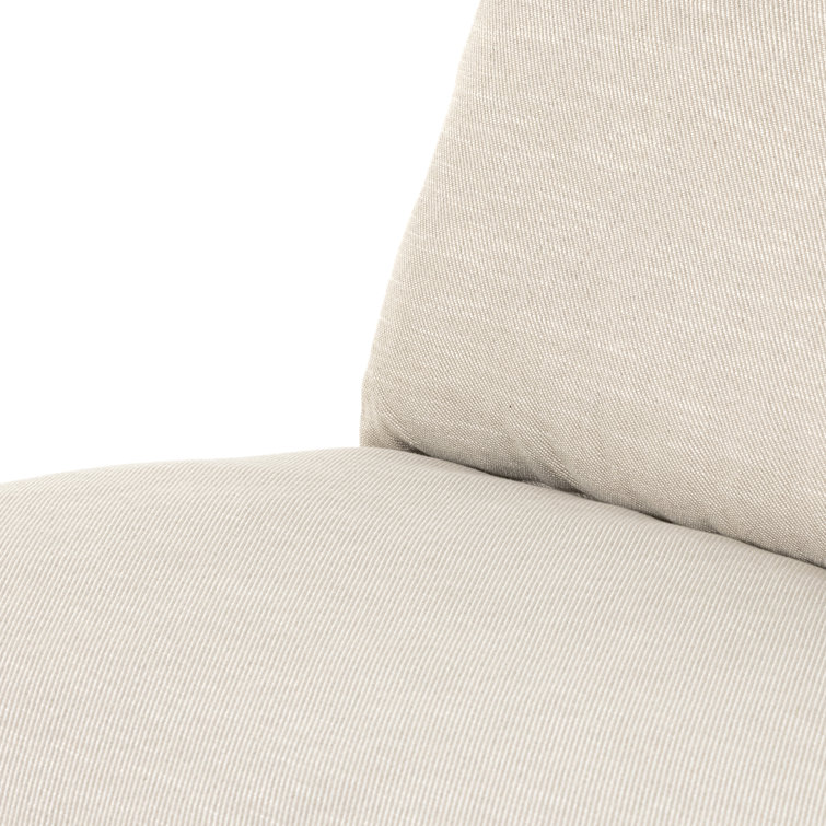 Ashby Oatmeal Armless Sofa with Espresso Wood Base