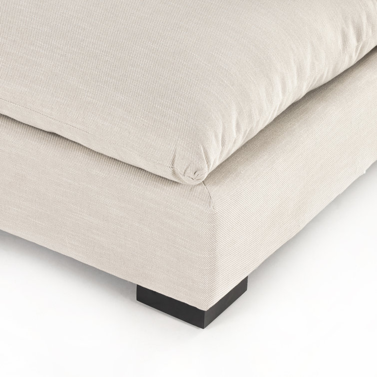Ashby Oatmeal Armless Sofa with Espresso Wood Base