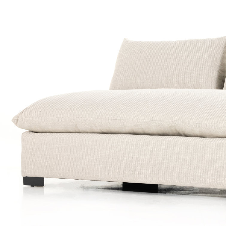 Ashby Oatmeal Armless Sofa with Espresso Wood Base