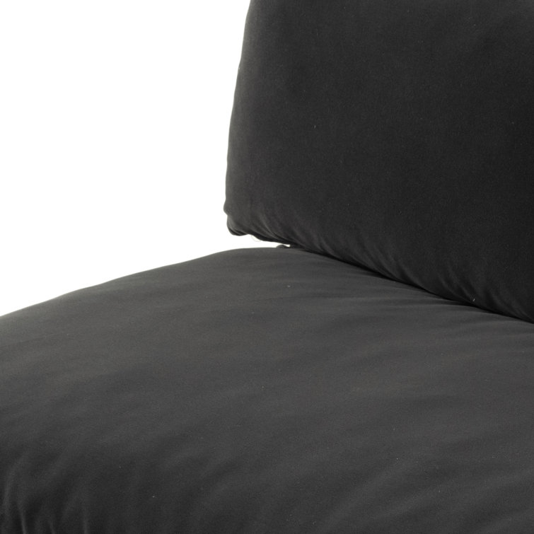 Henry Charcoal Armless Sofa with Espresso Solid Wood Base