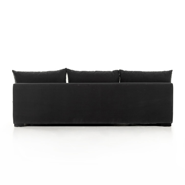 Henry Charcoal Armless Sofa with Espresso Solid Wood Base