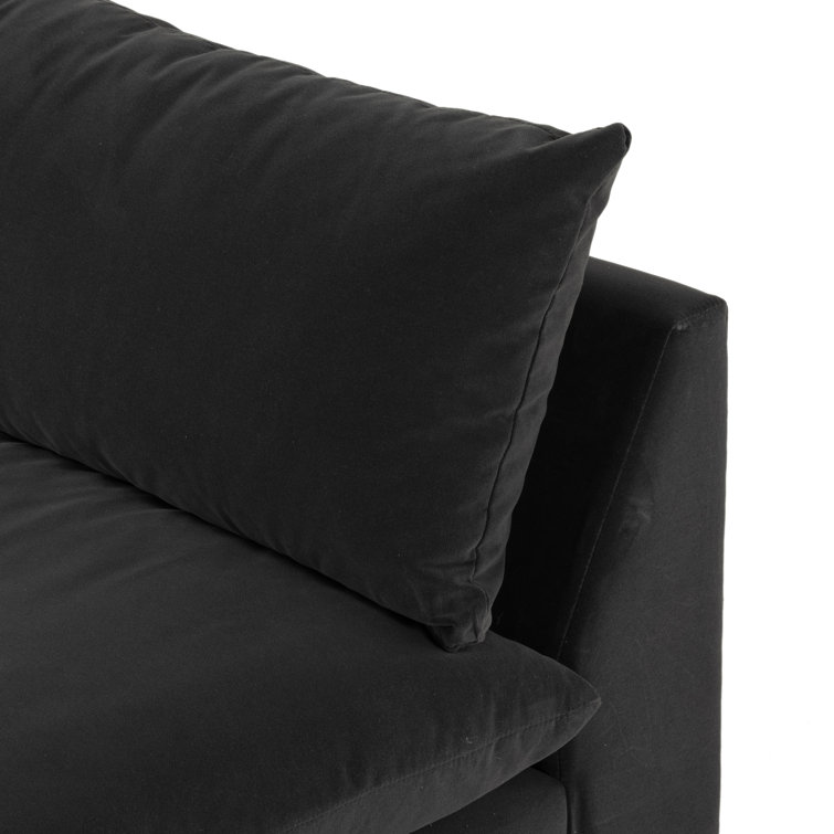 Henry Charcoal Armless Sofa with Espresso Solid Wood Base