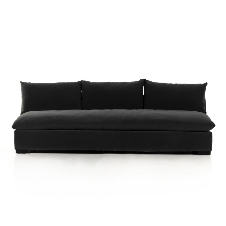 Henry Charcoal Armless Sofa with Espresso Solid Wood Base