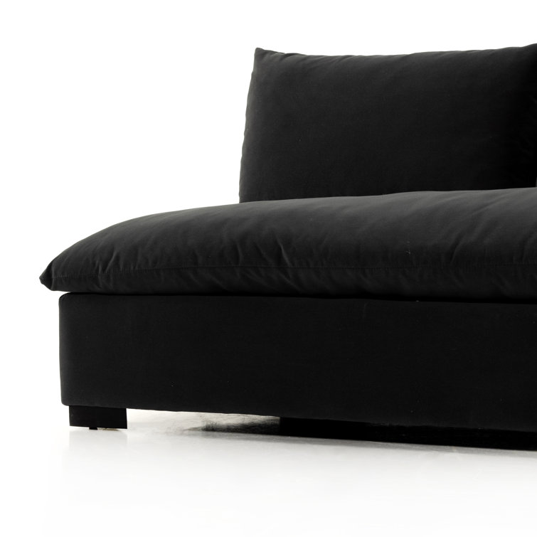Henry Charcoal Armless Sofa with Espresso Solid Wood Base