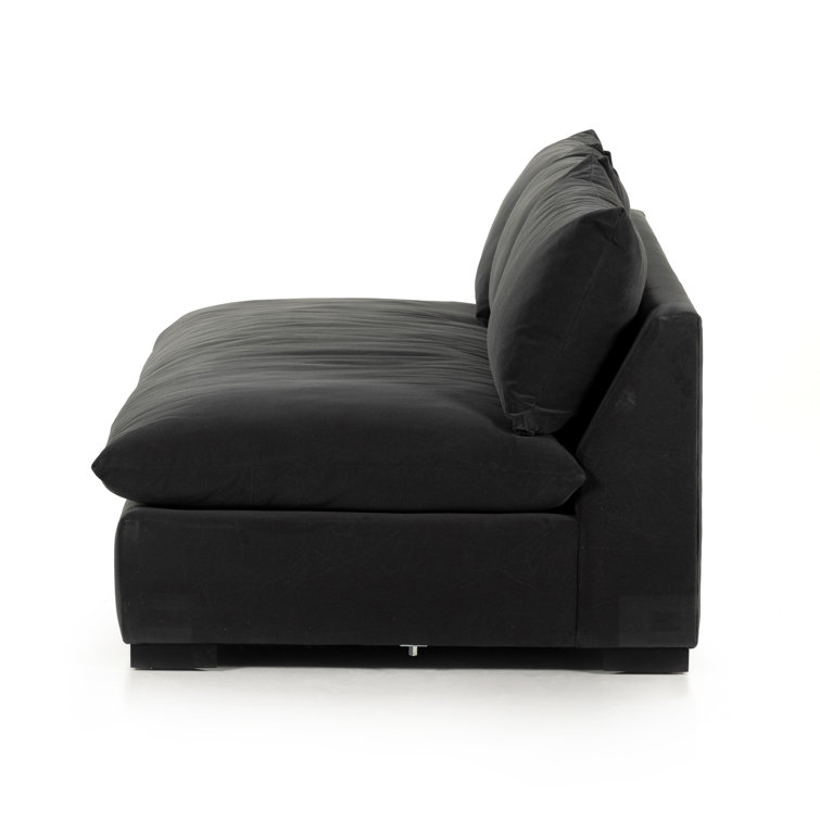 Henry Charcoal Armless Sofa with Espresso Solid Wood Base