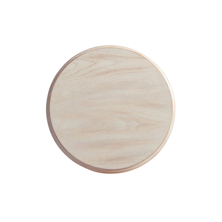 Transitional Cream Round Wood Pedestal End Table 14"