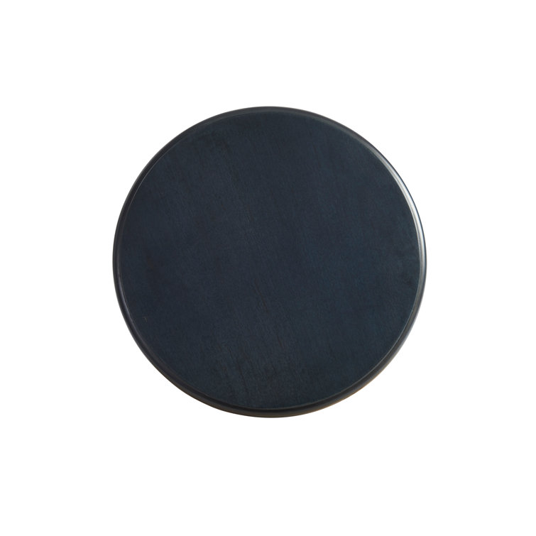 Transitional Round Black and Blue Wood Occasional Table