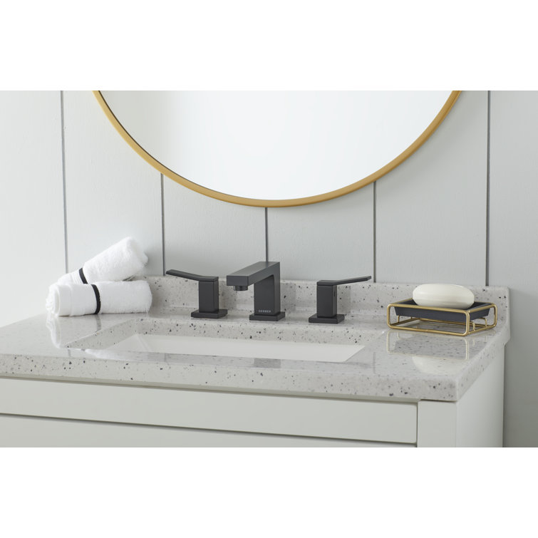 Satin Black Avian Brass Widespread Bathroom Faucet with Drain