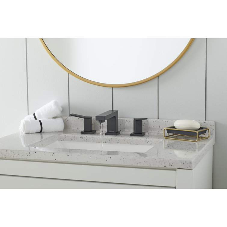 Satin Black Avian Brass Widespread Bathroom Faucet with Drain