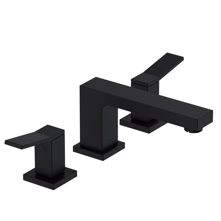 Satin Black Avian Brass Widespread Bathroom Faucet with Drain