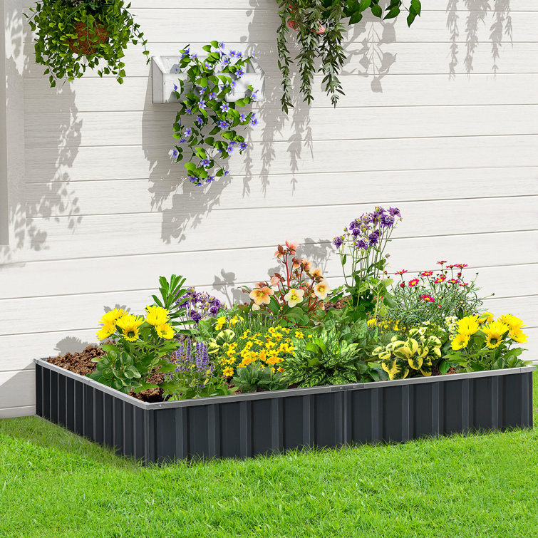 Dark Grey Metal Raised Garden Bed Planter Box