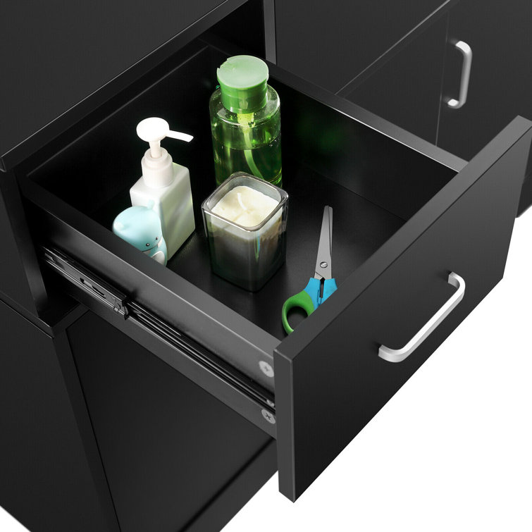 41" Black Freestanding Shampoo Sink with Faucet and Storage