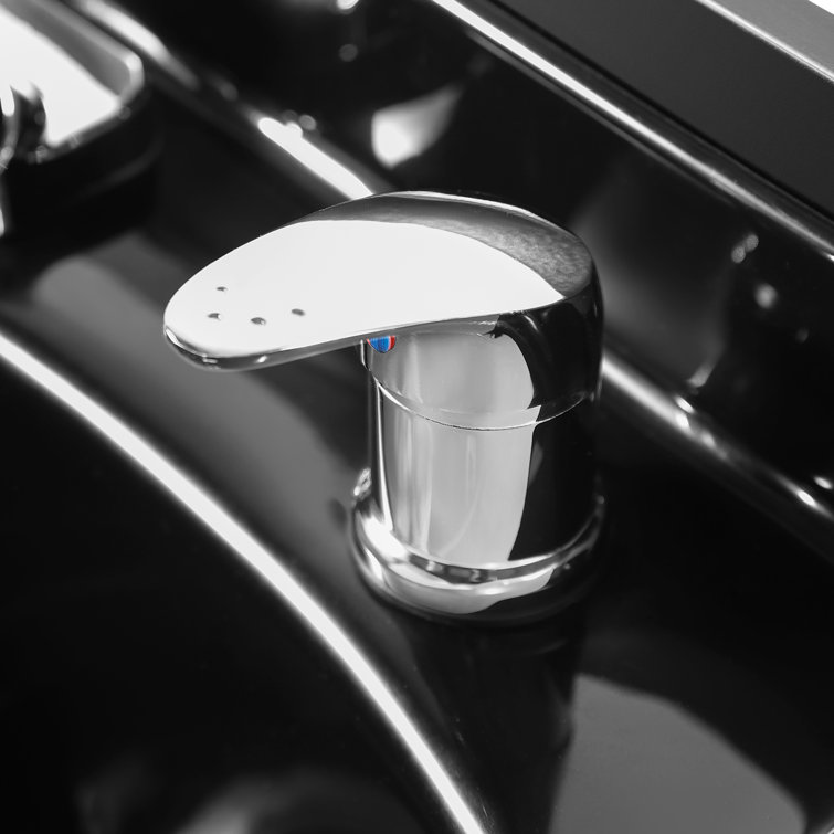 41" Black Freestanding Shampoo Sink with Faucet and Storage