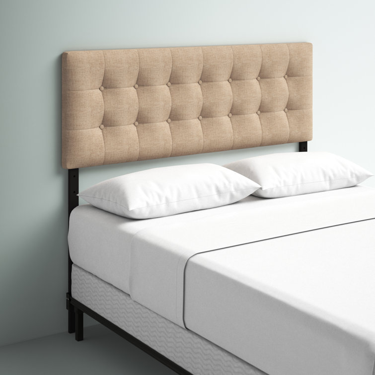 Emily Beige Tufted Linen Full Upholstered Headboard