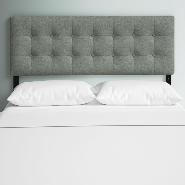 Gray Tufted Upholstered Full Headboard with Button Accents