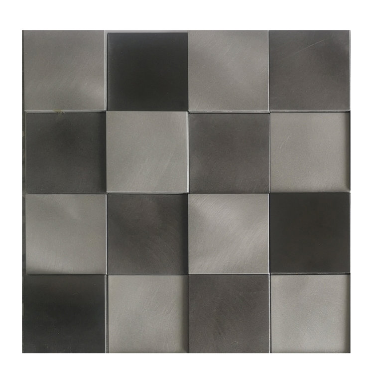Steel Gray 12" x 12" Peel-and-Stick Metal Mosaic Wall Tile