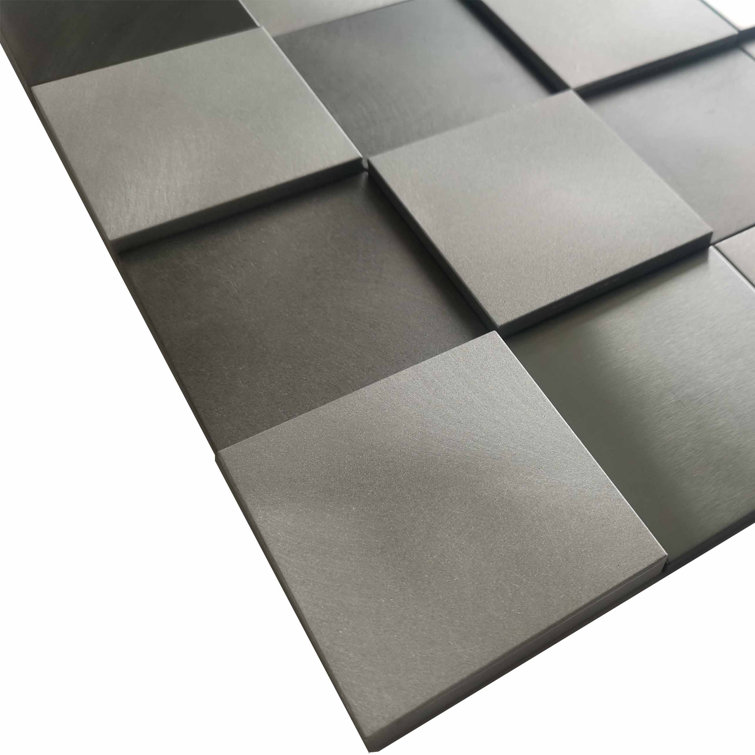 Steel Gray 12" x 12" Peel-and-Stick Metal Mosaic Wall Tile