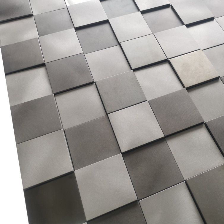 Steel Gray 12" x 12" Peel-and-Stick Metal Mosaic Wall Tile