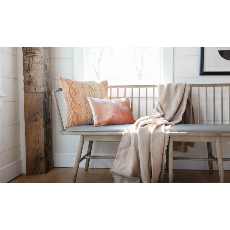 Laurel Blush Linen Throw Blanket with Frayed Edges
