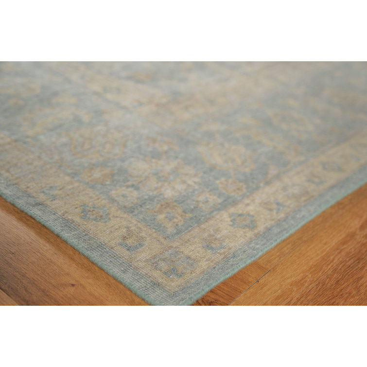 Harper Hand-Knotted Oriental Wool Rug in Blue and Beige, 8' x 10'