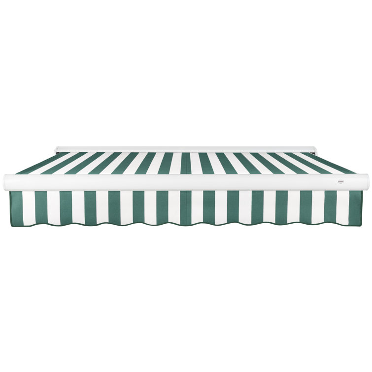Forest Green and White Full-Cassette Manual Retractable Patio Awning, 10' x 8'