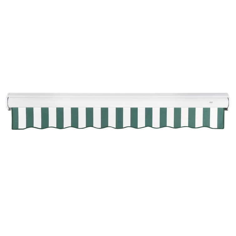 Forest Green and White Full-Cassette Manual Retractable Patio Awning, 10' x 8'