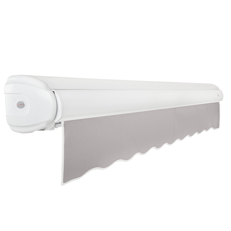 Gray Full-Cassette Manual Retractable Patio Awning, 10' W x 8' Projection