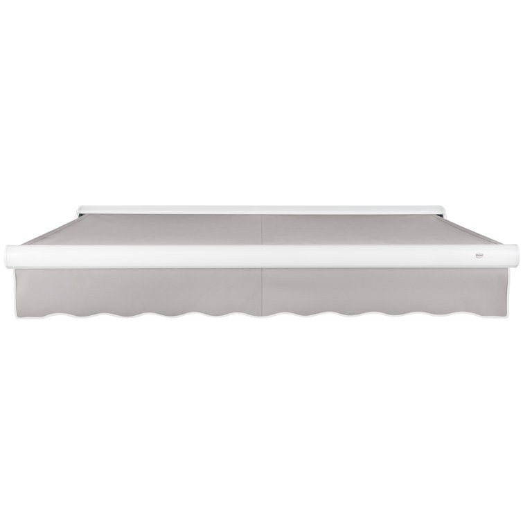 Gray Full-Cassette Manual Retractable Patio Awning, 10' W x 8' Projection