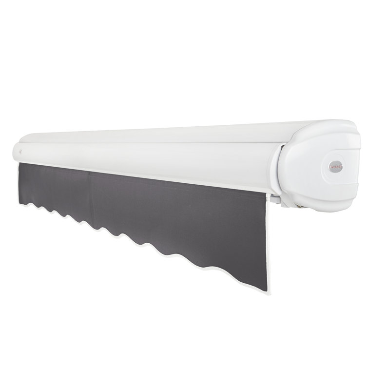 Gunmetal Acrylic Motorized Retractable Patio Awning with Steel Frame