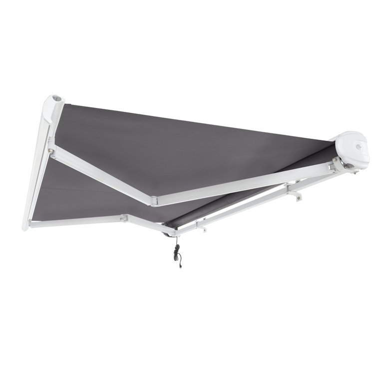 Gunmetal Acrylic Motorized Retractable Patio Awning with Steel Frame