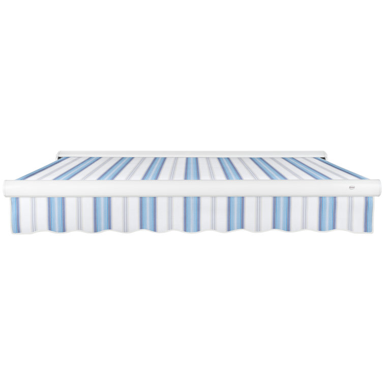 Forest Green and White Full-Cassette Manual Retractable Patio Awning, 10' x 8'