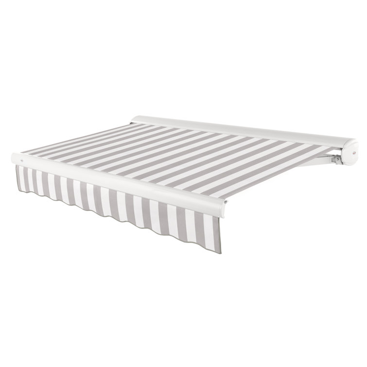 Gray and White Full-Cassette Manual Retractable Patio Awning