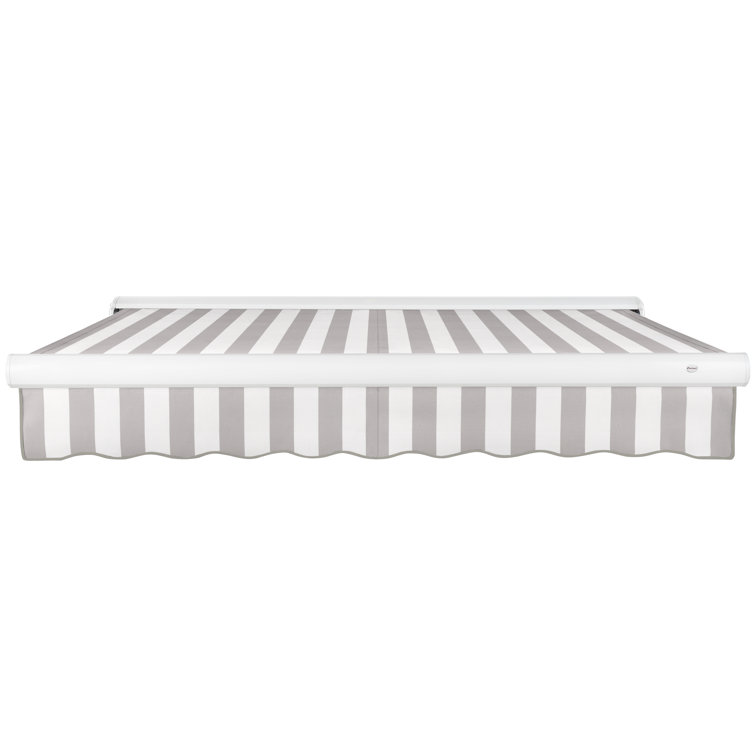Gray and White Full-Cassette Manual Retractable Patio Awning