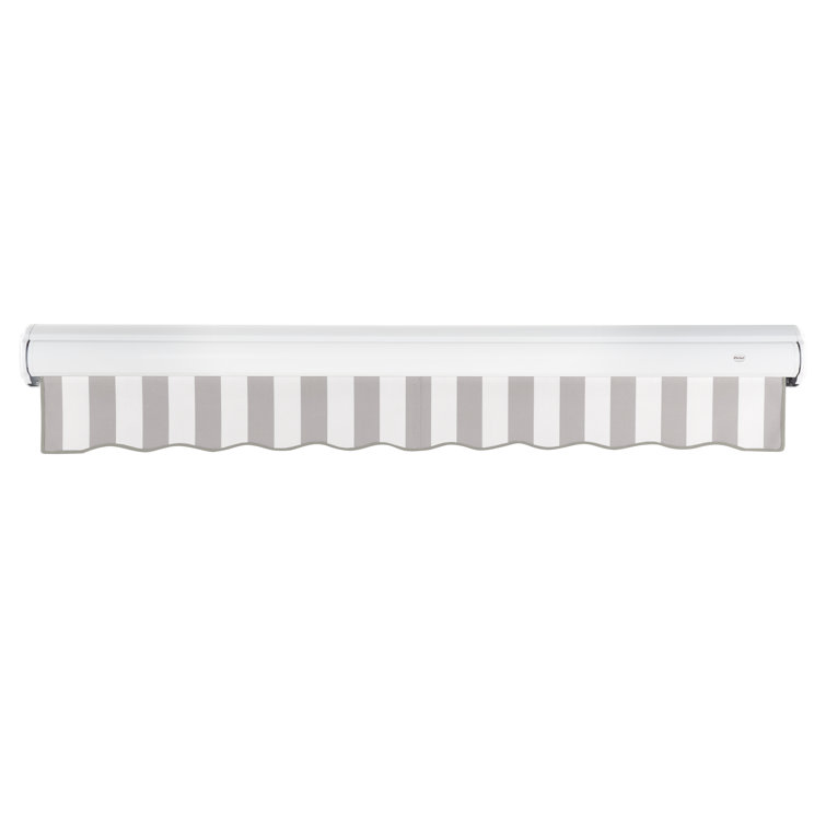 Gray and White Full-Cassette Manual Retractable Patio Awning